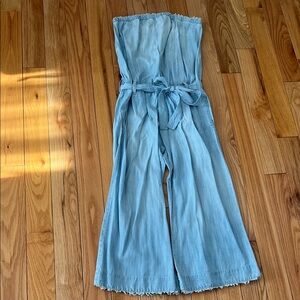 Bella Dahl Sky Blue Denim Strapless Jumpsuit